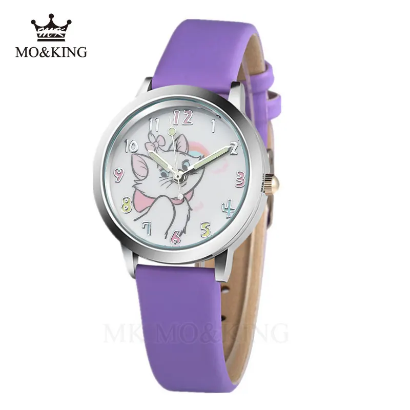 Cute Cat Cartoon Quartz Watch Child Leather Watches Cat Pattern Watch Women Wristwatches Clock Relogio Feminino Girl Watches 2