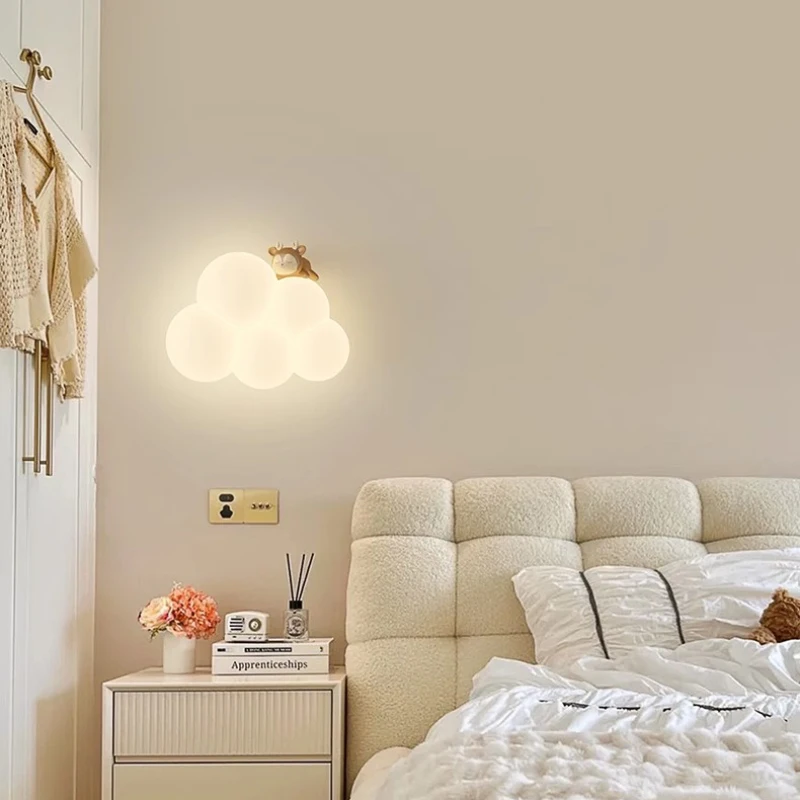 Minimalist Children's Room Wall Lamps Cute Monkey Rabbit Cloud Lamp LED Warm Princess Room Boy Girl Bedroom Bedside Wall Lights led wall lamp,wall sconces light,wall lamp
