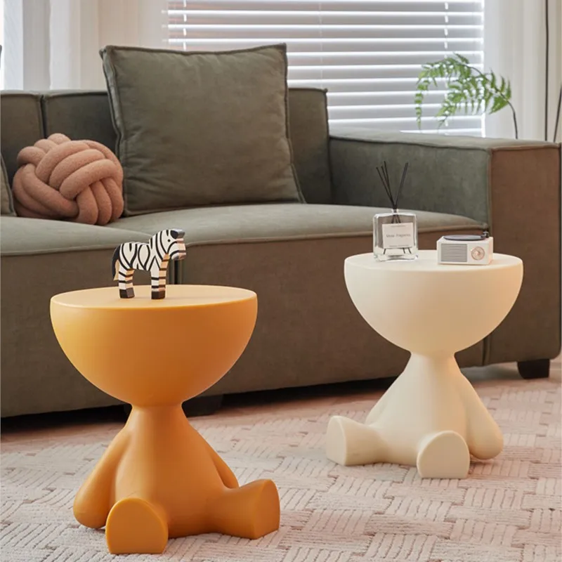 MOMO Cream Style Small Flat Tea Table Small Household Sofa Side Table Celebrity INS Designer Bedroom Plastic Cute Side side end table