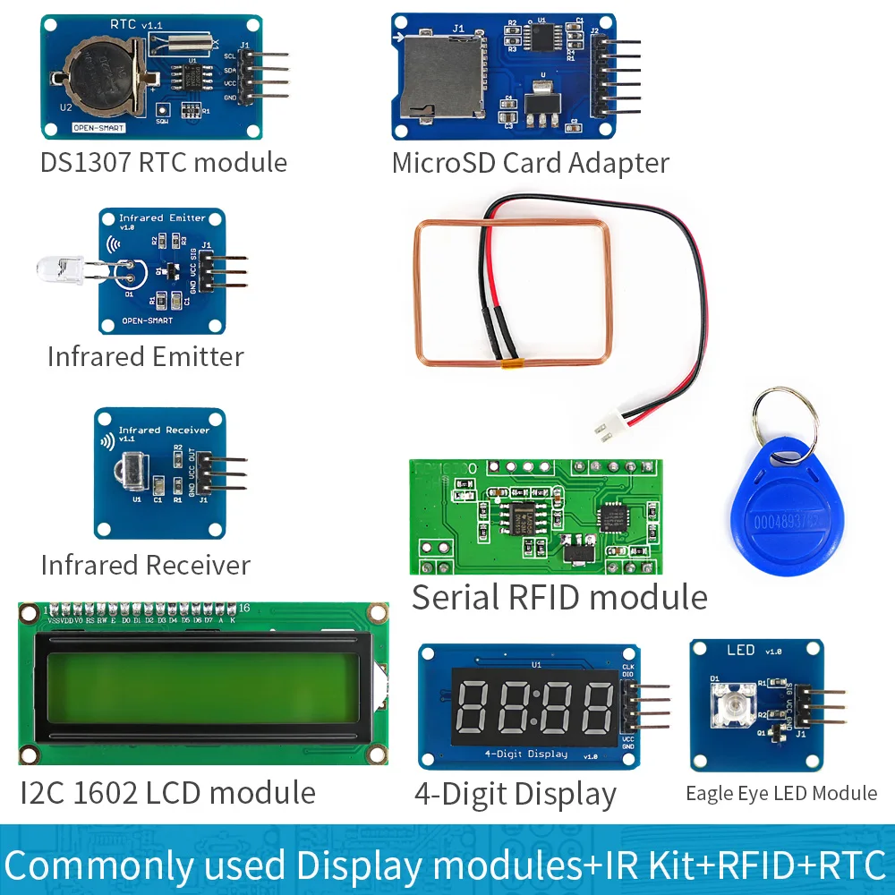 OPEN-SMART Rich Sensor Module Kit C with Atmega328P Board MP3 RTC NTC ...