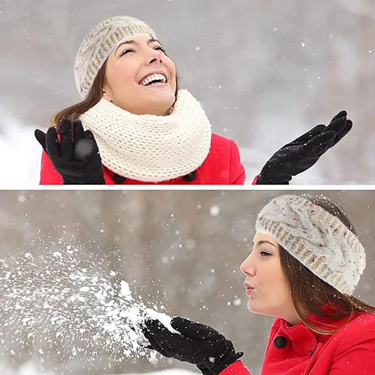 1 Pc Winter Knitted Headband Crochet Headband Ear Warmer Plush Lining