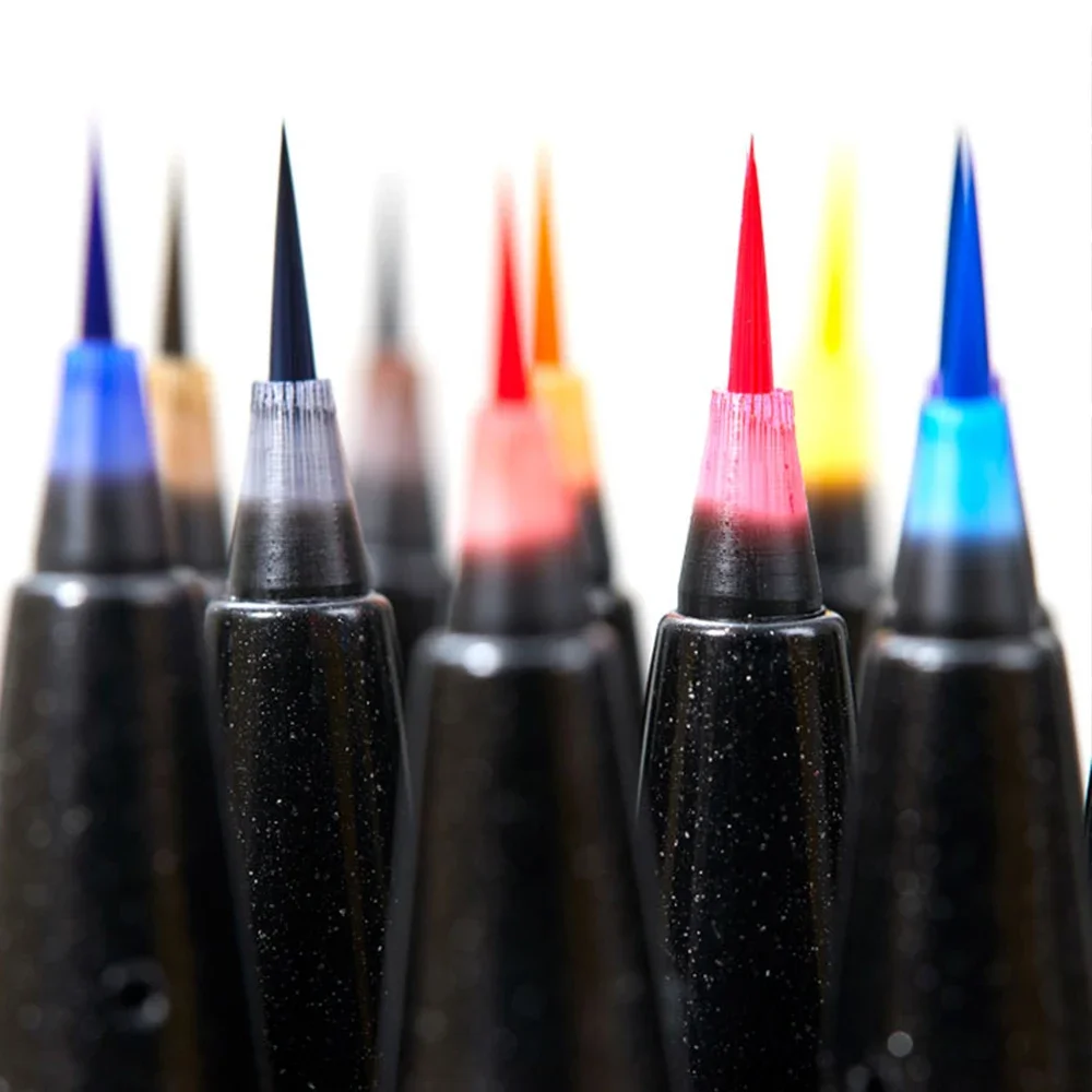 Japan Pentel Brush Marker Pen Soft Painting Color Soft Head Beauty Pen Flower Font Fine Block Painting Drawing Art Stationery