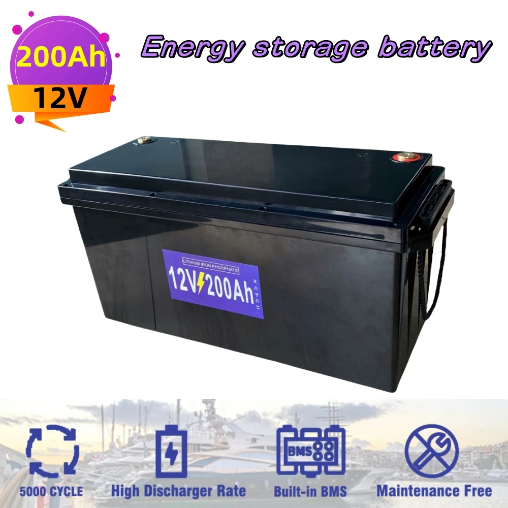 

New 12V 200Ah 280Ah LiFePo4 battery pack with built-in independent BMS for solar powered ship electric vehicles