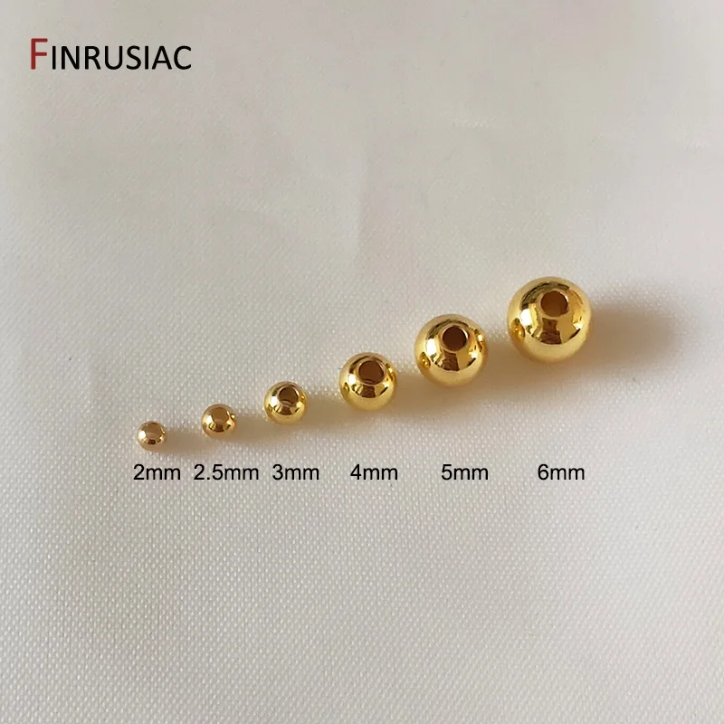 30-100Pcs 2-6mm 14/18K Gold Plated Brass Spacer Beads 6