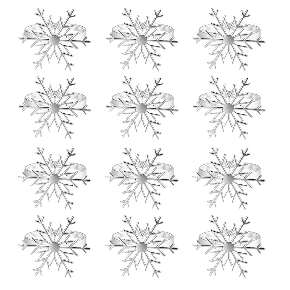

12 Pcs Snowflake Napkin Buckle Supplies Xmas Holders Gold Trim Party Buckles Decorative Clasps Rings