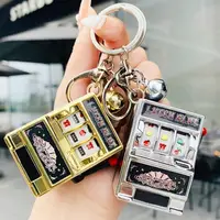 Mini Gambling Slot Machine Key Chains Creative Arcade Pocket Fruit Lucky Jackpot Gadget Antistress Toy Funny Games Keychain Ring 4