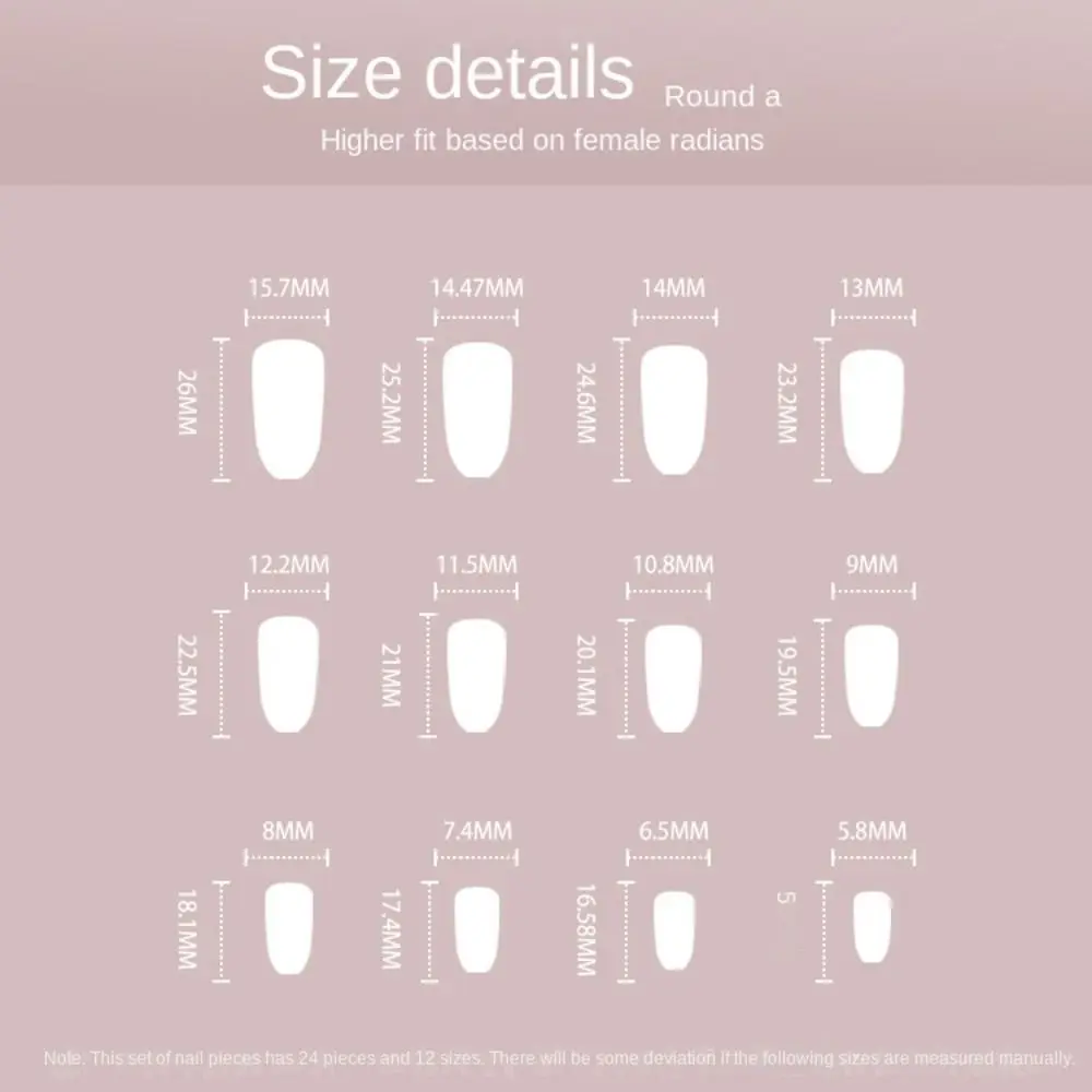 24pcs Nail Tips DIY Fake Nials False Nails Short Almond Pink Grey French