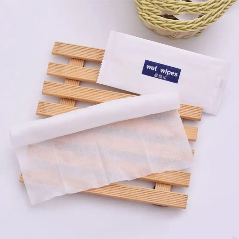 10Pcs Disposable Non-Woven Wet Wipes Tissue Individually Wrapped Portable Hand