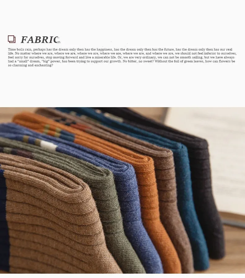 7 Paar gestreifte Herrensocken, modische Freizeitsocken, hochwertige Harajuku-Retro-Socken für Männer, große lange Socken – Detail 3
