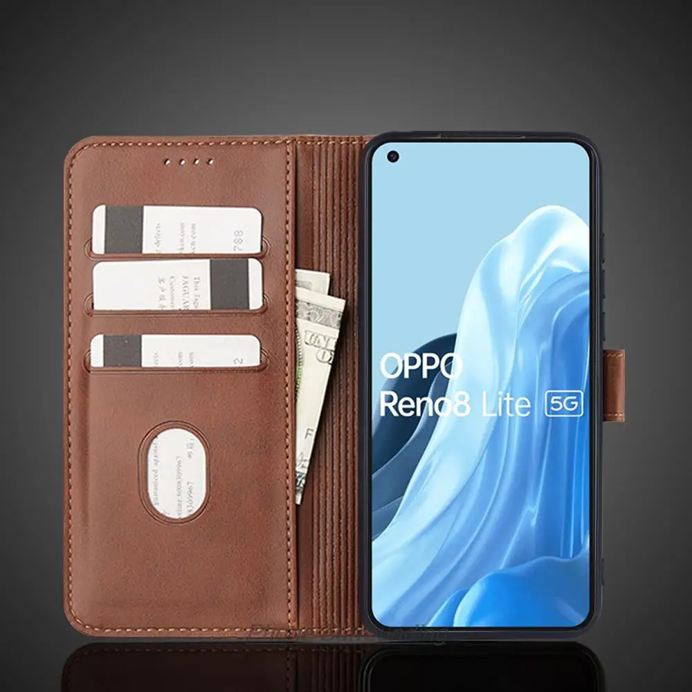 Premium PU Leather Wallet Flip Cover – Protective Phone Case and Holster for OPPO Reno 7 Lite (5G)