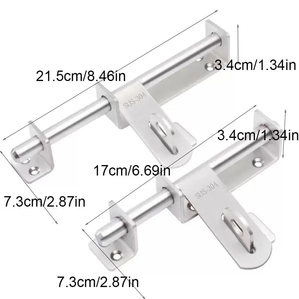 Protable 304 Stainless Door Bolts Catch Lock Anti-theft Heavy Duty Door Buckle Hasp 6/8 Inch Thickened Door Lock Buckle Cabinet
