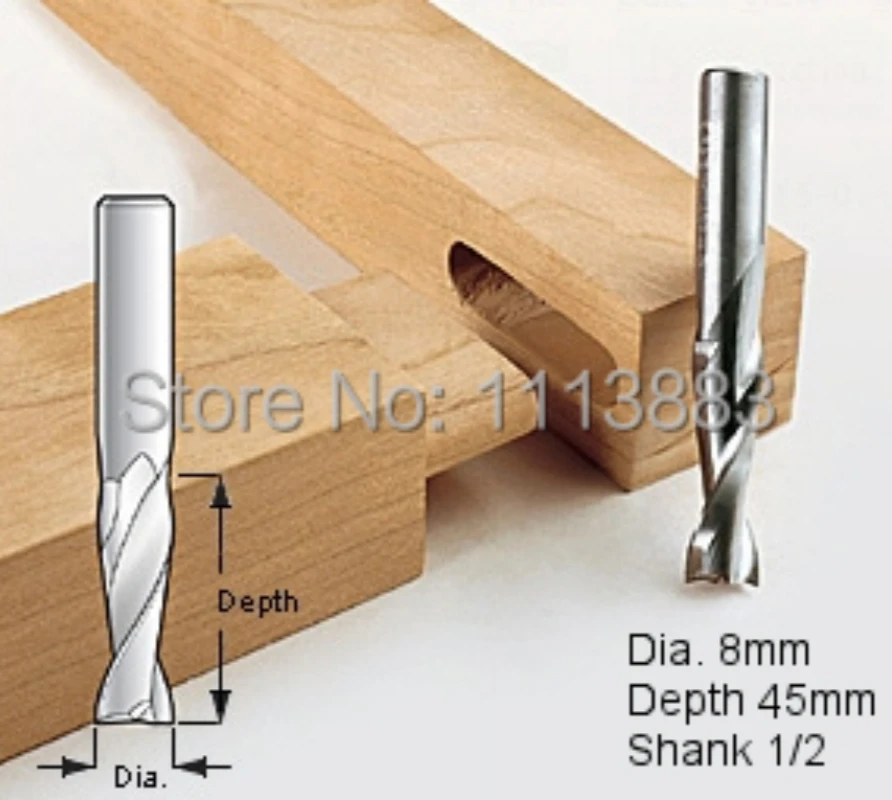 8mm, Upcut Spiral Router Bit, 1/2 Shank, Model 8*45100 1/2 Power