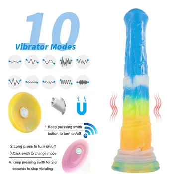 YOCY 11 Inch Horse Ejaculating Dildo Glowing In Dark Realistic Animal Penis 10 Modes Vibrators Dildos Silicone Sex Toy For 18+ 2