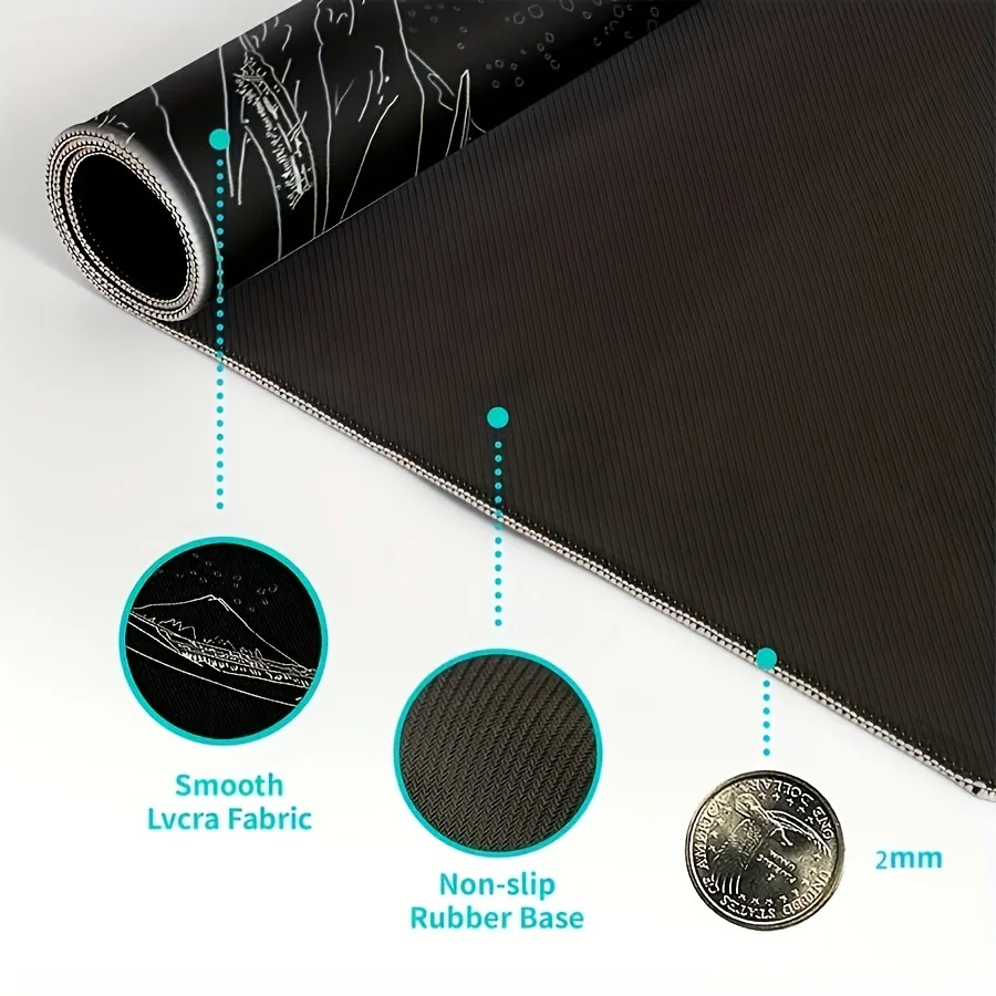 Large Extended Non-Slip Mouse Pad with Stitched Edges