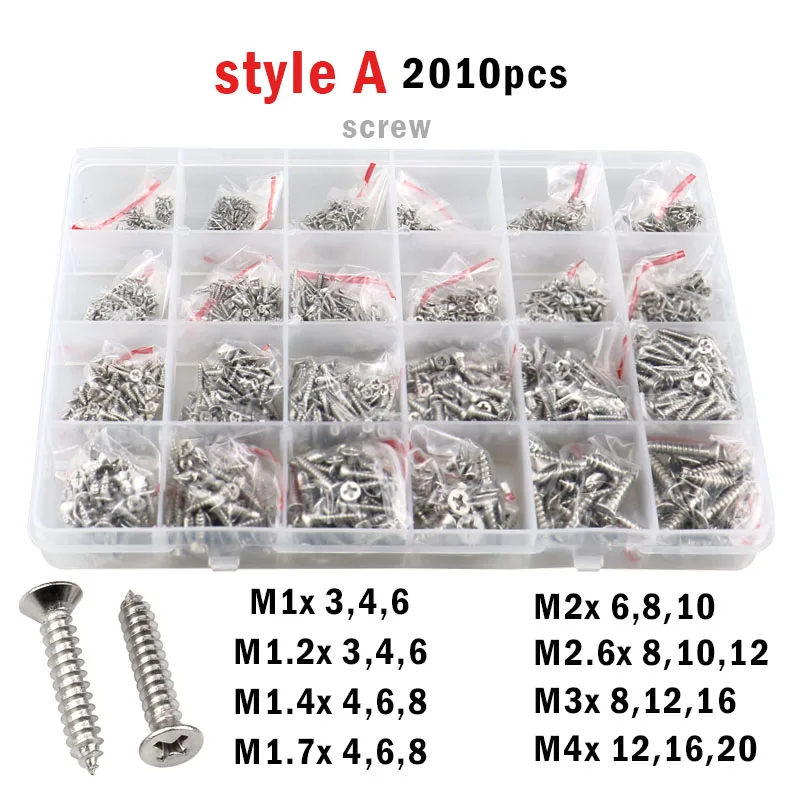Viti Autofilettanti Acciaio Nero, Testa Tonda Phillips, Misure M1.0-M3 Mm, Zincate