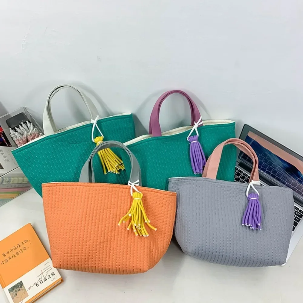 Vegan Tote Bags Women Fashion Versatile Tassels Shoulder Bag Female Casual Simple Handbags Large Capacity Durable Shopping Bags
