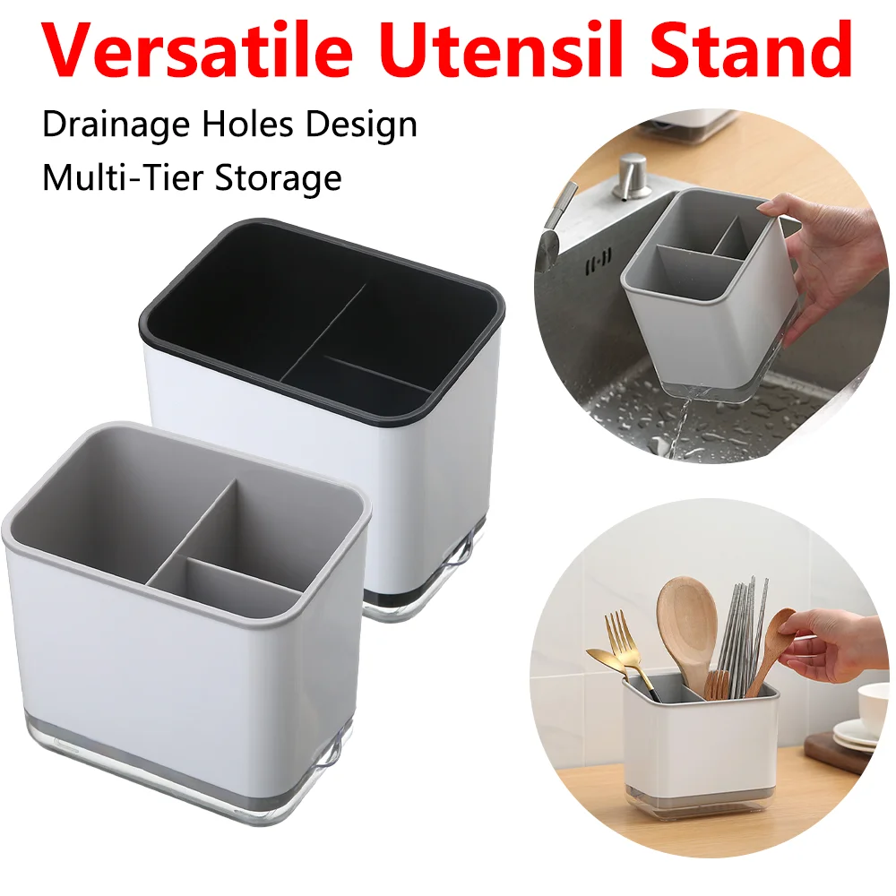 Double Layer Detachable Chopsticks Cage Multifunctional Spoon Fork Storage Holder Cutlery Drain Rack Organizer Kitchen Utensils