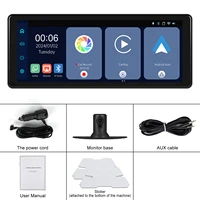 Podofo Moniteur de voiture portable 8,1 pouces, lecteur intelligent, CarPlay sans fil, Android Auto, AirPlay, WiFi, caméra frontale DVR 2K, prise en charge Mirror Link, caméra de recul, vision nocturne, enregistrement en boucle, écran de marche arrière automatique, système de navigation pour voiture 8
