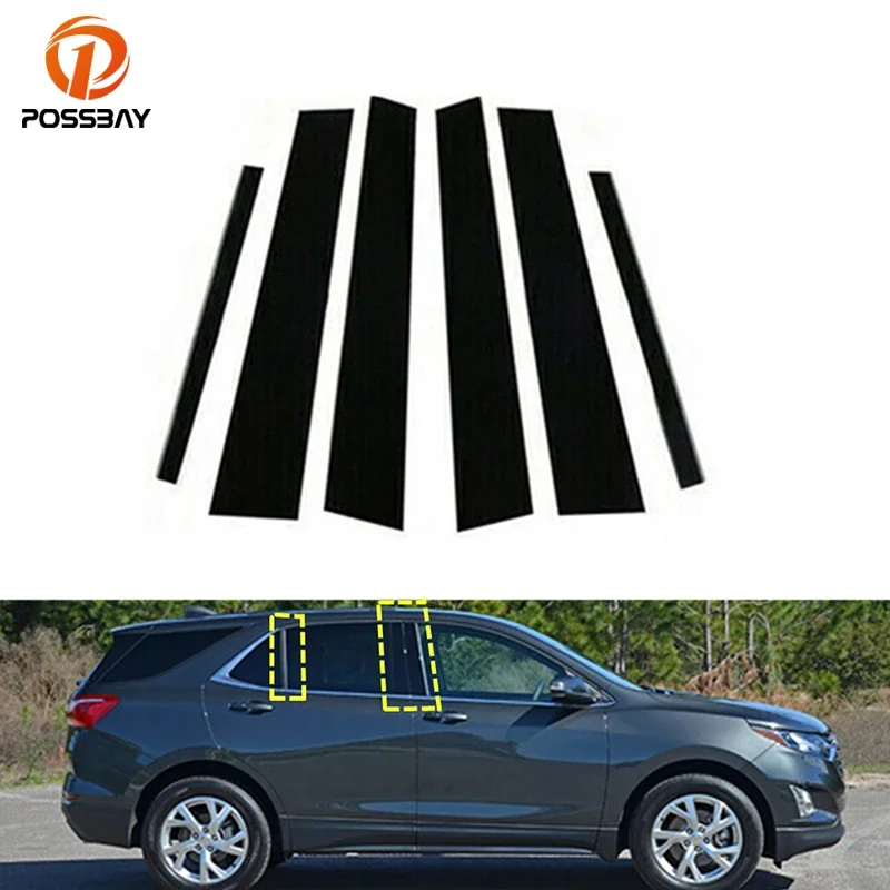 

6 шт. глянцевые черные автомобильные оконные дверные столбы, наклейки, крышки, отделка, наклейки, детали для Chevy Equinox 2018 2019 2020 2021 2022 2023