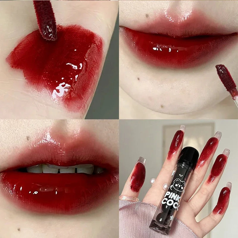 PINK COCO Water Light Lip Gloss Juice Red Mirror Lip Glaze Non Stick Waterproof Liquid Lipstick Not Easy To Fade Lips Cosmetics
