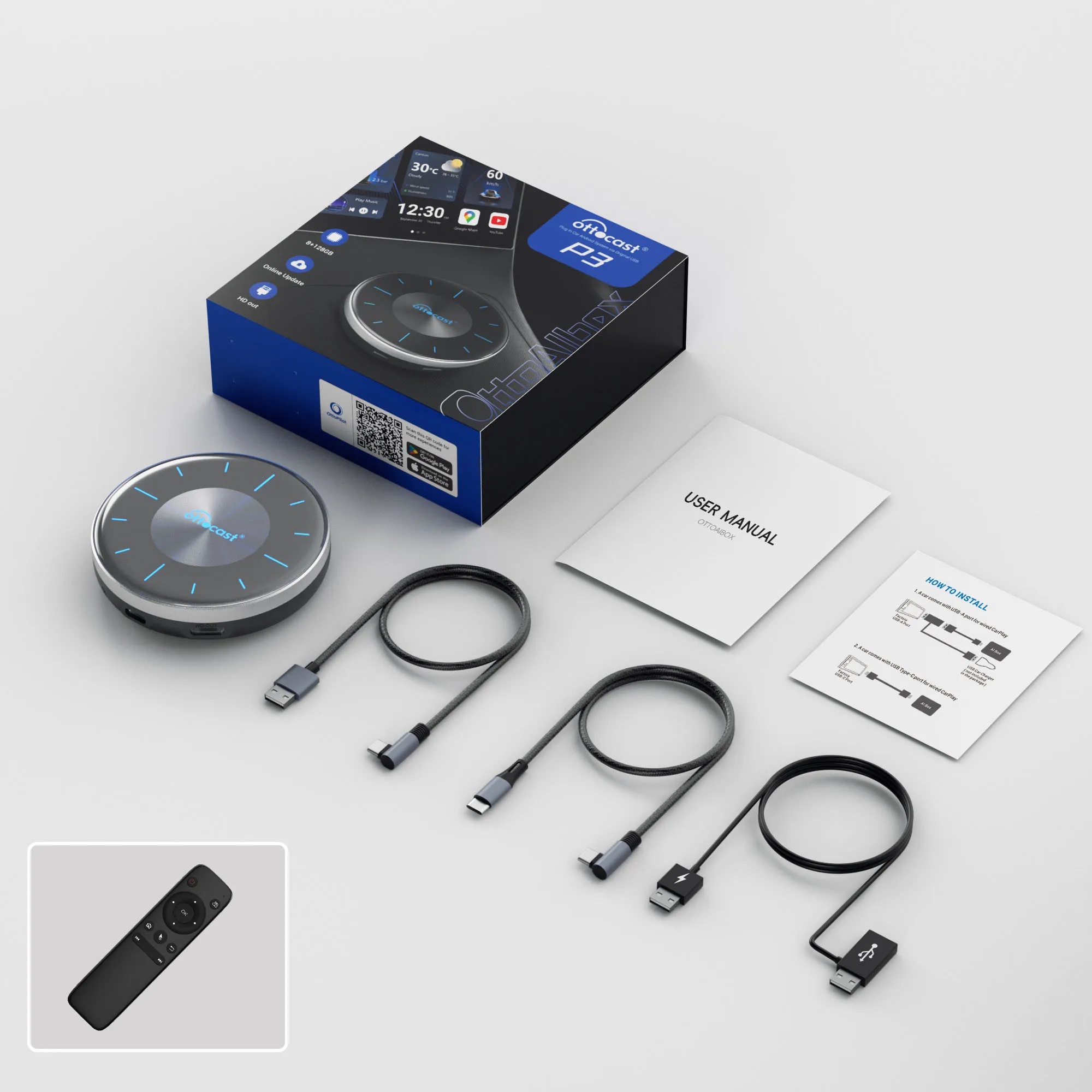 ②【新品】オットキャスト Ottocast OttoAibox P3 OEM版（⑤【技