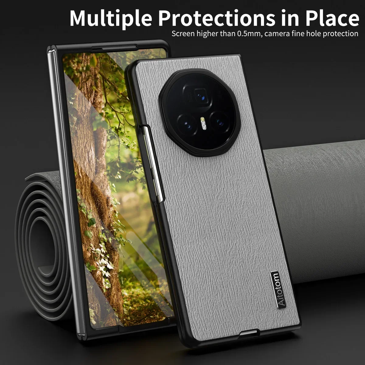 Luxury Tree Pattern Leather Case - Business Series Shockproof Phone Cover with Silicone Frame