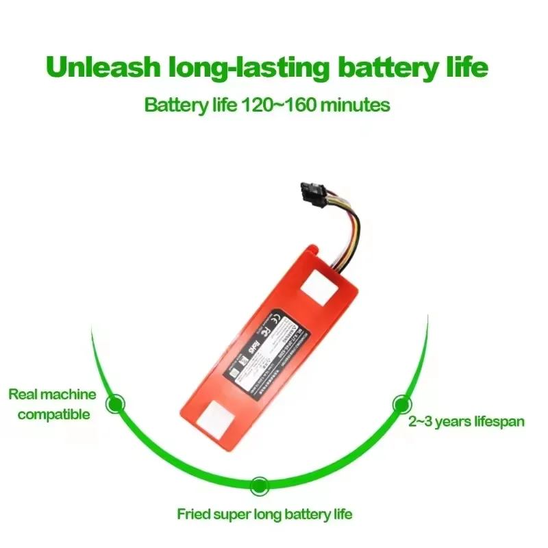 NEW 12800mAh Replacement Battery For Roborock S6 S7 MaxV Q5 Q7 MAX Robot Vacuum Cleaner Accessories Parts Original 14.4V