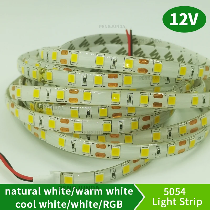 Super Bright LED Strip Light 12V 5M SMD 5054 Waterproof 120Leds/m Flexible LED Pixel Ribbon Tape for Home Decoration 9 Colors 5mm 8mm pcb 2835 led strip light 24v 1 led cut super bright 120leds m flexible led tape white warm white natural white 10m lot