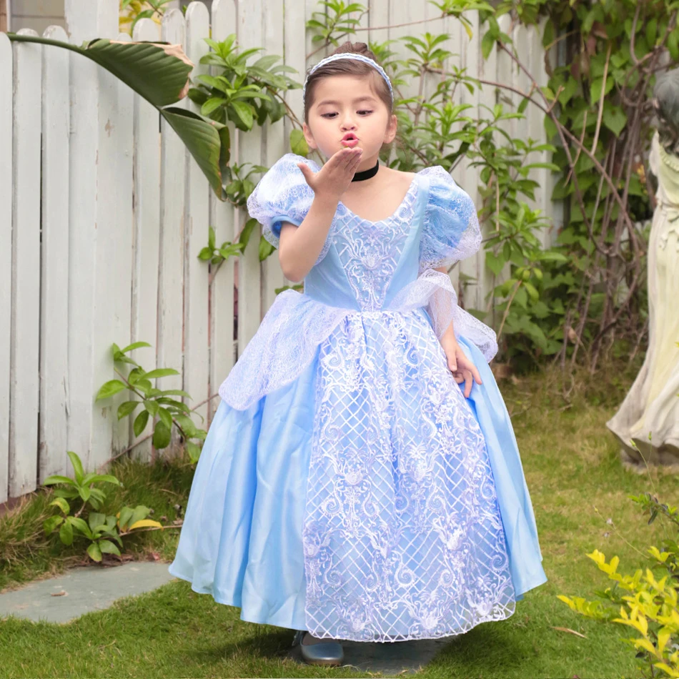 Cinderella Dress for Kids Girl Halloween Princess Cosplay Puff