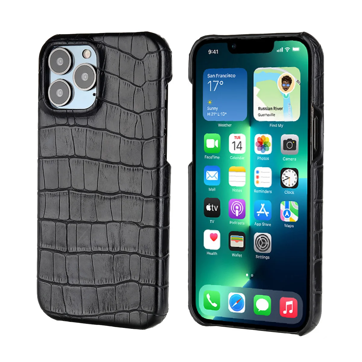 Ultra Thin Crocodile Leather Back Case For iPhone 13 14 15 12 11 Pro X XS XR Max Shockproof Cover