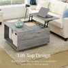 Lift Top Coffee Table, Wooden Rustic Multifunctional Accent Table for Living Room W/Hidden Storage, Non-Scratch Pads 4