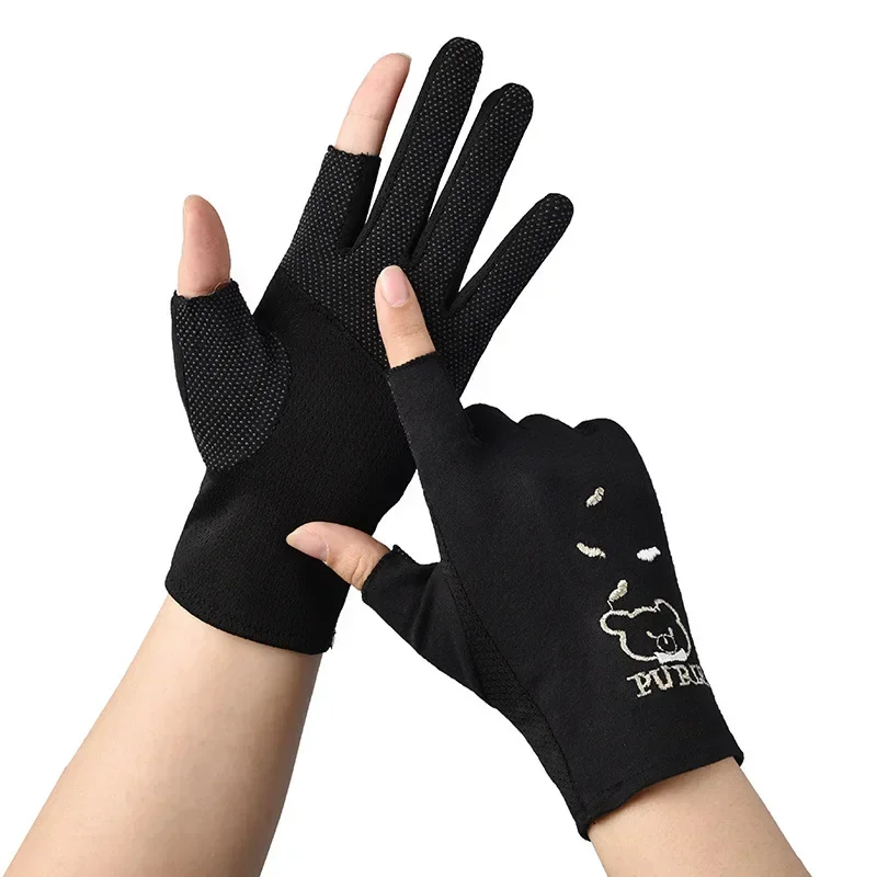 Ultra-Thin Elasticity Tulle Mesh Gloves Elegant Women Sexy Black Sunscreen Gloves Female Anti-UV Driving Car
