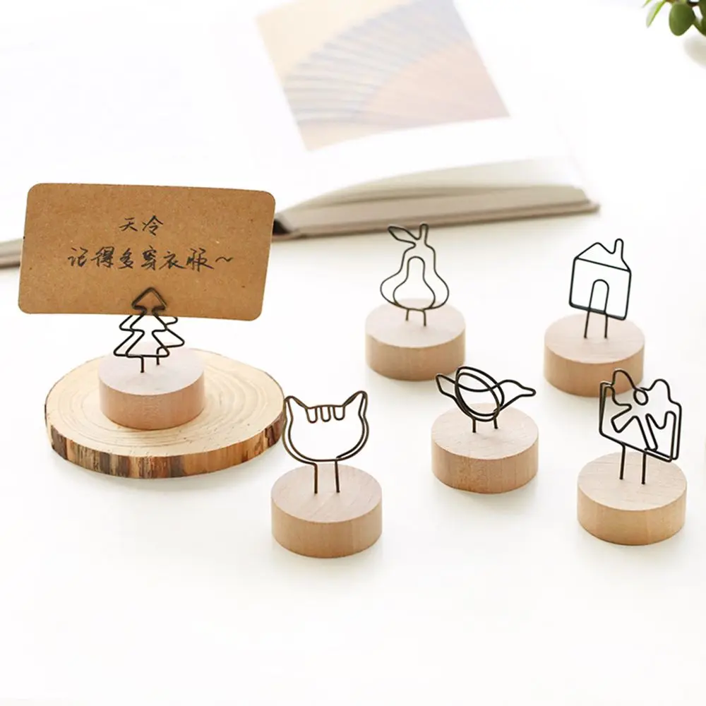 Simple Picture Card Display Stand Wooden Business Card Stand Table Number Memo Holder Wedding Party Desk Accessories card holder photo card holder desk card holder card display stand postcard holder
