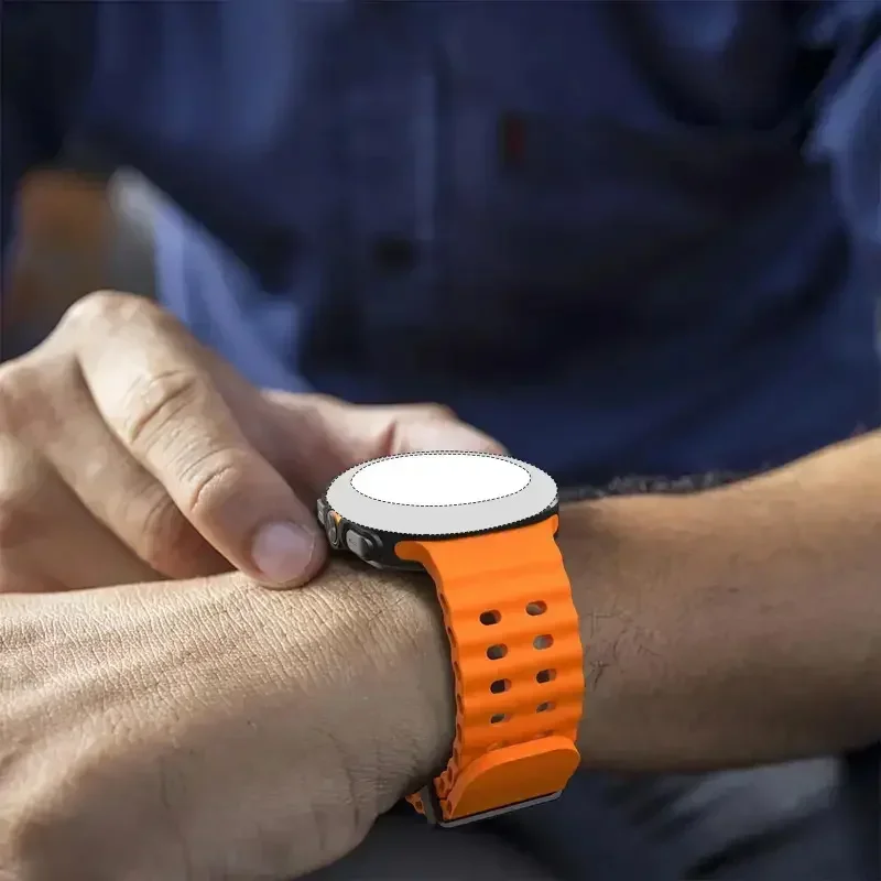 Silicone strap for Apple Watch Band 42mm 46 44mm 45mm 49mm ultra 2 Breathable Ocean Bracelet for iwatch series 10/9/8/7/6/5/4/se