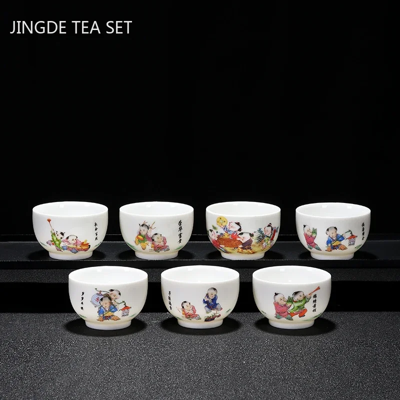 1Pc Chinese White Porcelain Teacup Travel Portable Tea Cup Small Tea Bowl Boutique Ceramic Interesting Tea Set Home Drinkware