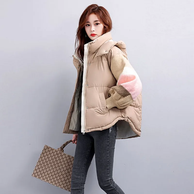 2023 New Women Down Jacket Winter Coat Female Short Parkas Loose Thick Warm Outwear Leisure Time Hooded Versatile Overcoat