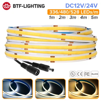 Bande lumineuse LED FCOB, haute densité, flexible, FOB, COB, RA90, naturel chaud, blanc froid, linéaire, intensité variable, 12V, 24V, 336, 480, 528 1
