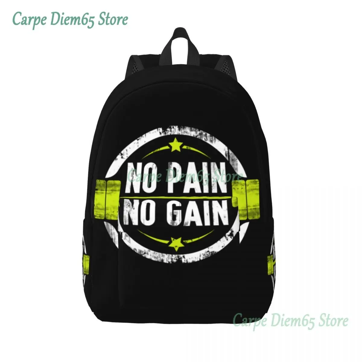 

No Pain No Gain Travel Canvas Backpack Men Women School Laptop Bookbag Gym Quote Motivation Fitness College Student Daypack Bags