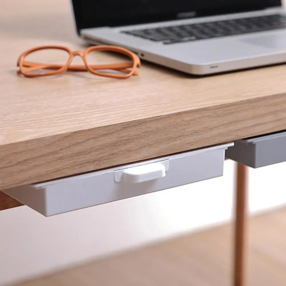 Under Desk Drawer Organizer Desktop Storage Box for Office Pen Holder Adhesive Stationary Container Kitchen Knife