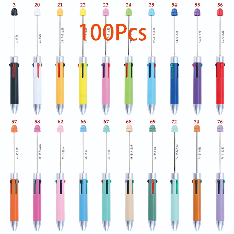

100pcs Plastic Beadable Pen Ballpoint Pens DIY Jewelry Beads Personalized Gifts School Office Writing Signature Pen