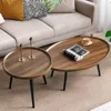 Mid Century Modern Coffee Table, Nesting Coffee Table Set of 2，Oval+ Round Side Table Set for Living Room, Bedroom,Small Space 6