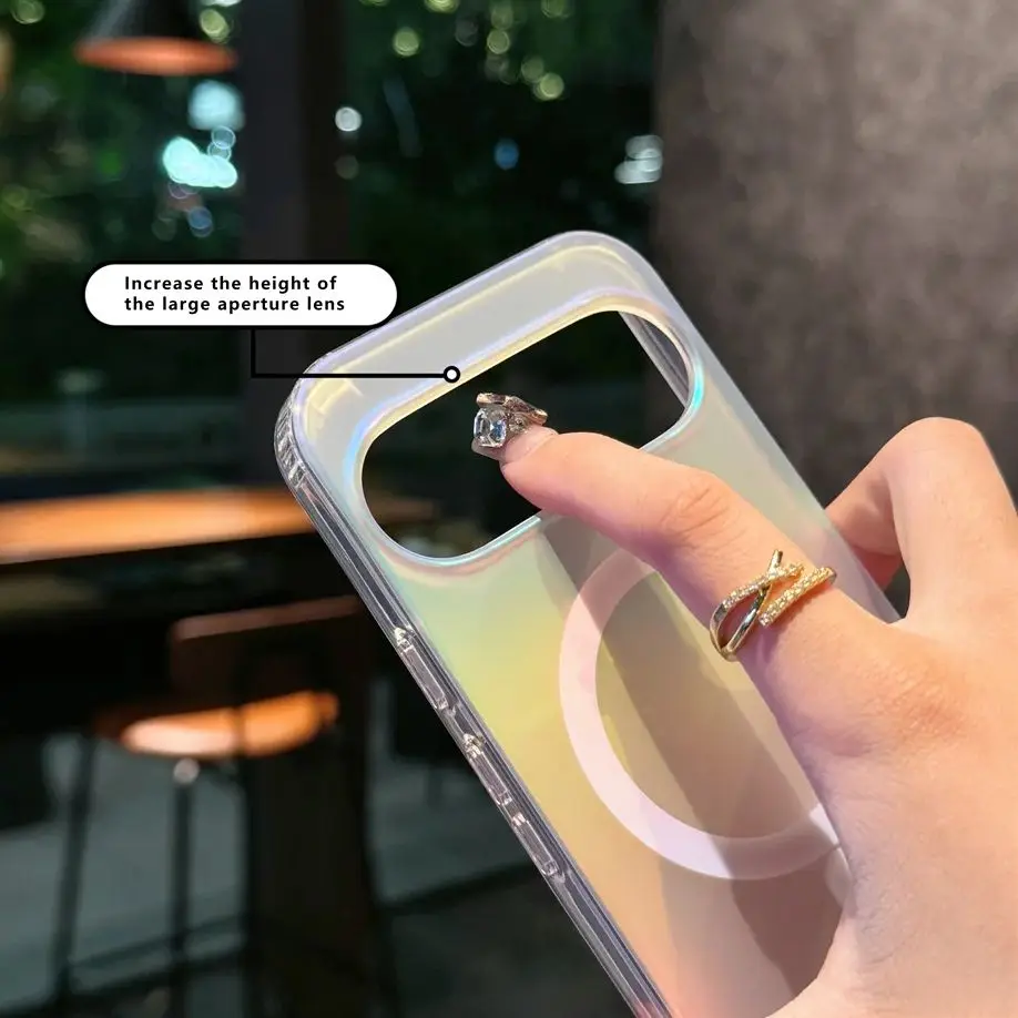 Laser Gradient Magnetic Silicon Case with Wireless Charging Compatibility - Colorful Frosted Cover
