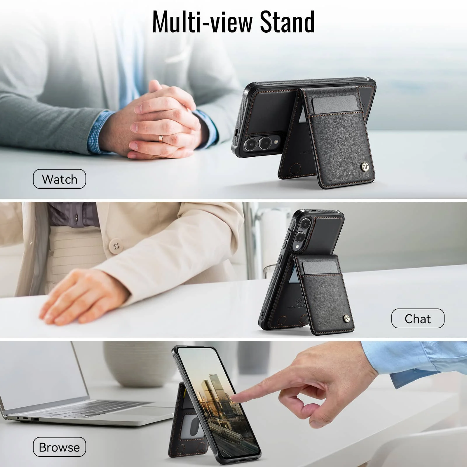 Magnetic 2-in-1 Detachable Wallet Case with Card Holder and Kickstand