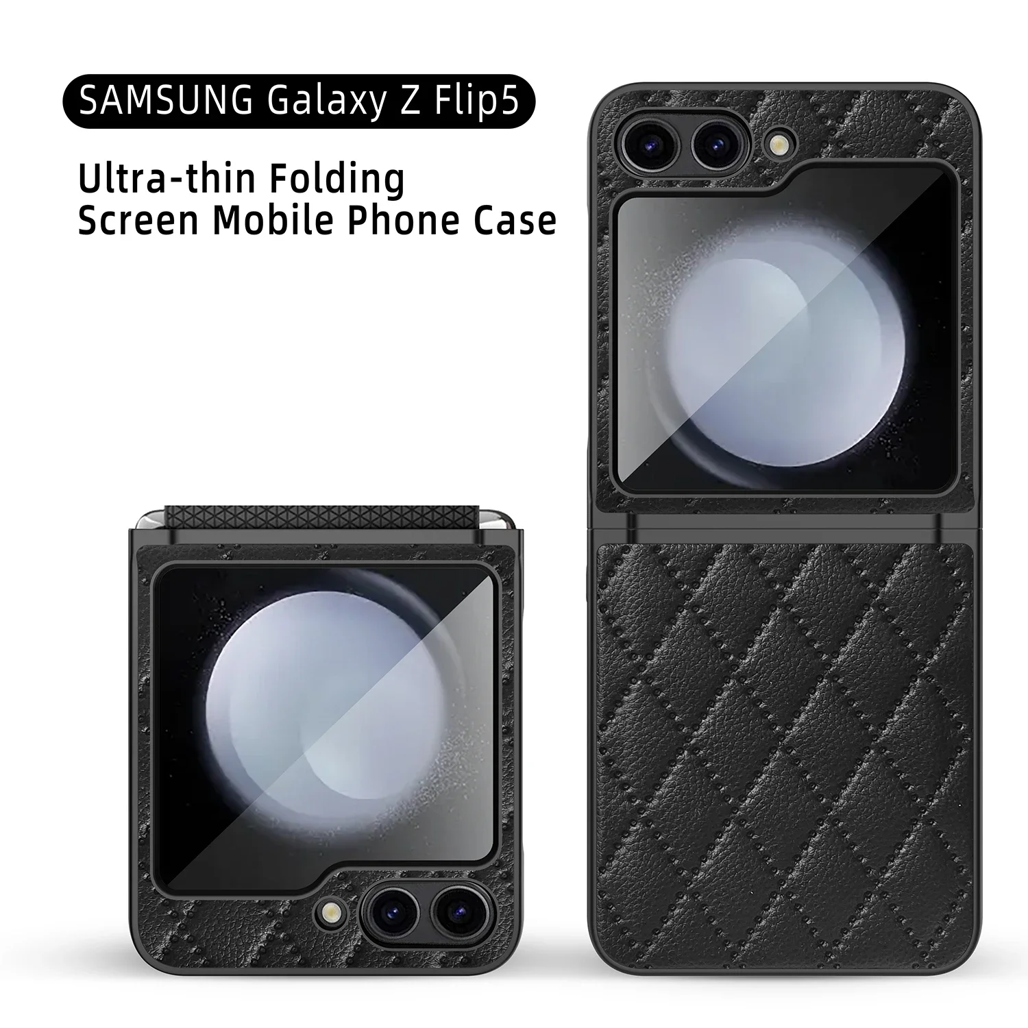 Rhombus Leather Shockproof Hard Shell Phone Case