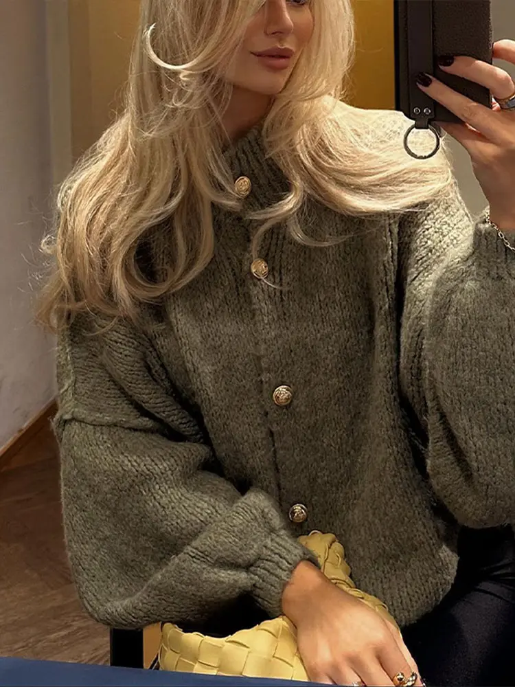 여성용 오버사이즈 캐주얼 가디건, 싱글 브레스트 O넥 스웨터, 용수철 오피스 여성 스웨터, 올매치 탑 코트, 패션 2024