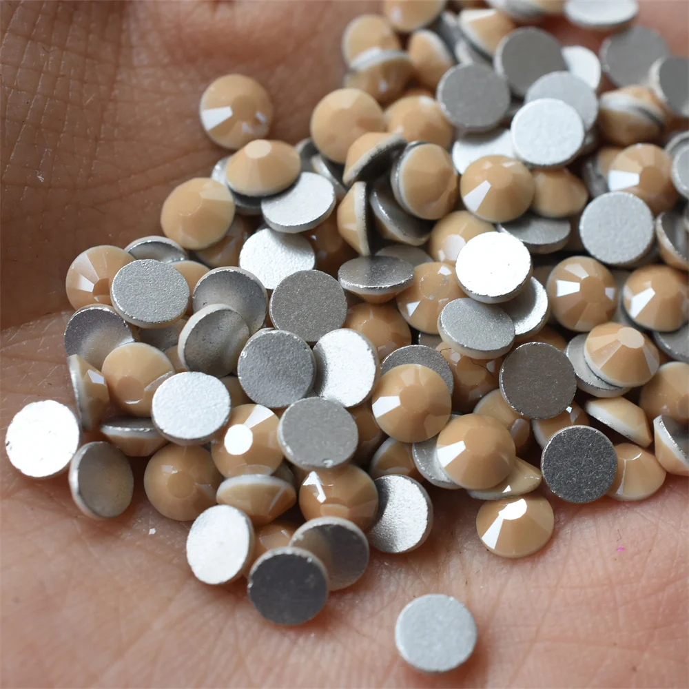 SS6-30 유리 카키 도자기 크리스탈 플랫백 비 핫픽스, 라인석 스톤, 매력적인 네일 아트 장식, 쥬얼리 크리스마스, 1440 개