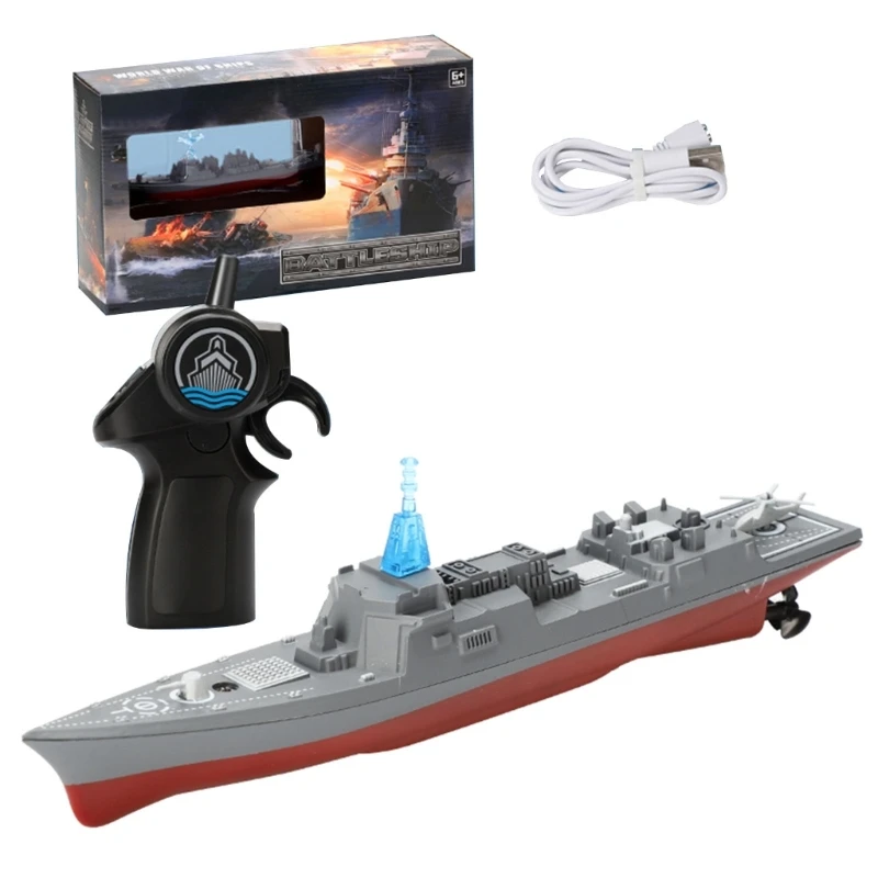 Remote Control Warship Boat Toy Speedboat Toy Vessel for Outdoor Pools Lakes Remote Control Cruisers Child Favor Gift 2