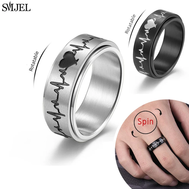 Colecciones Alegría Panamá - ✨Anillos para hombres de Acero inoxidable 316L  ANTIESTRÉS ✨ La cadena gira favoreciendo mejorar la ansiedad ✨  Disponible en color azul, negro, plateado y dorado en diferentes tallas