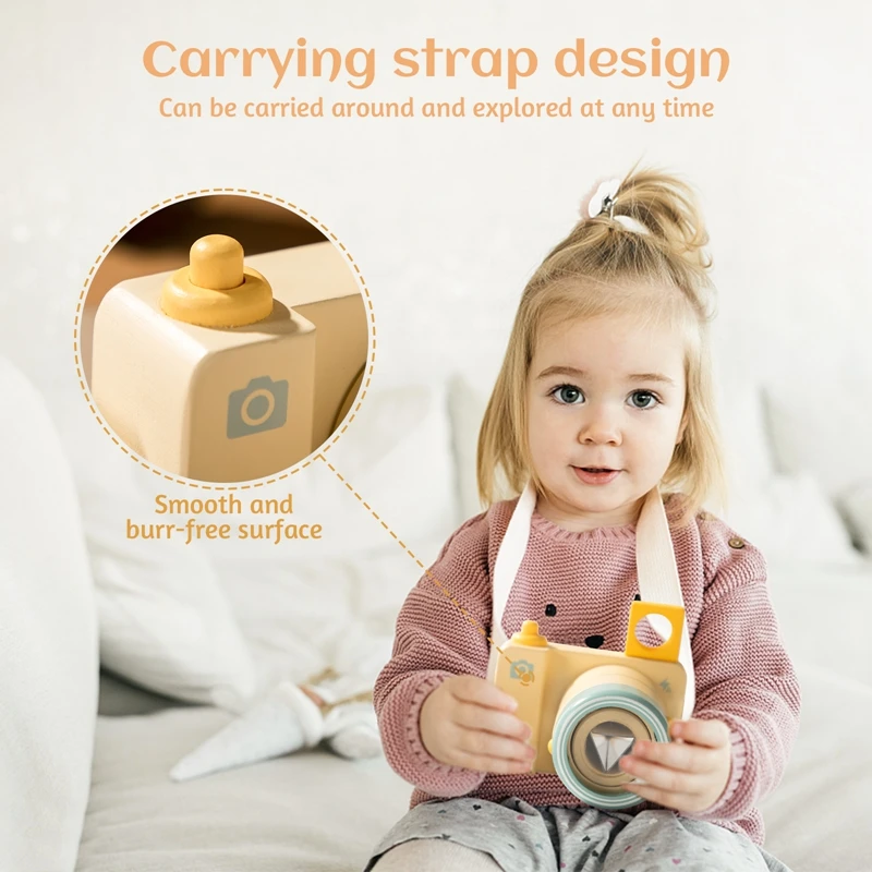 Baby Kaleidoscope Camera Toys Wooden Educational Toys for Kids Baby Montessori Cognitive Camera Model Cute Accessories