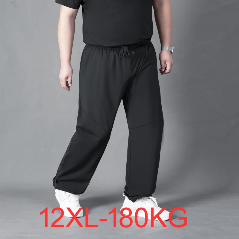 여름 스포츠 바지 플러스 사이즈 11XL 12XL 남성용 스트레이트 바지 여름 ..